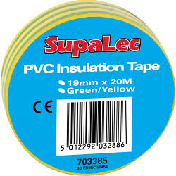 SupaLec PVC Insulation Tapes, Green & Yellow 20 Metre Pack 10