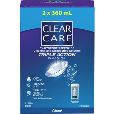 Clear Care One Bottle Solution for Cleaning and Disinfecting - 2pk