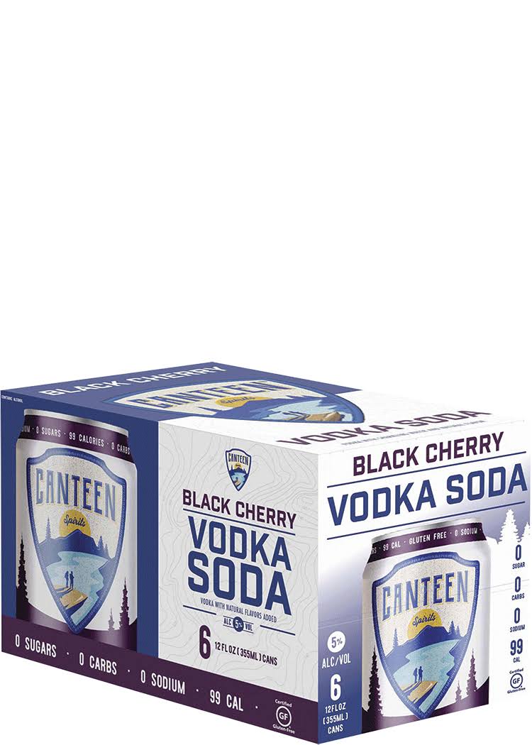 Canteen Vodka Soda, Black Cherry - 6 pack, 12 fl oz cans