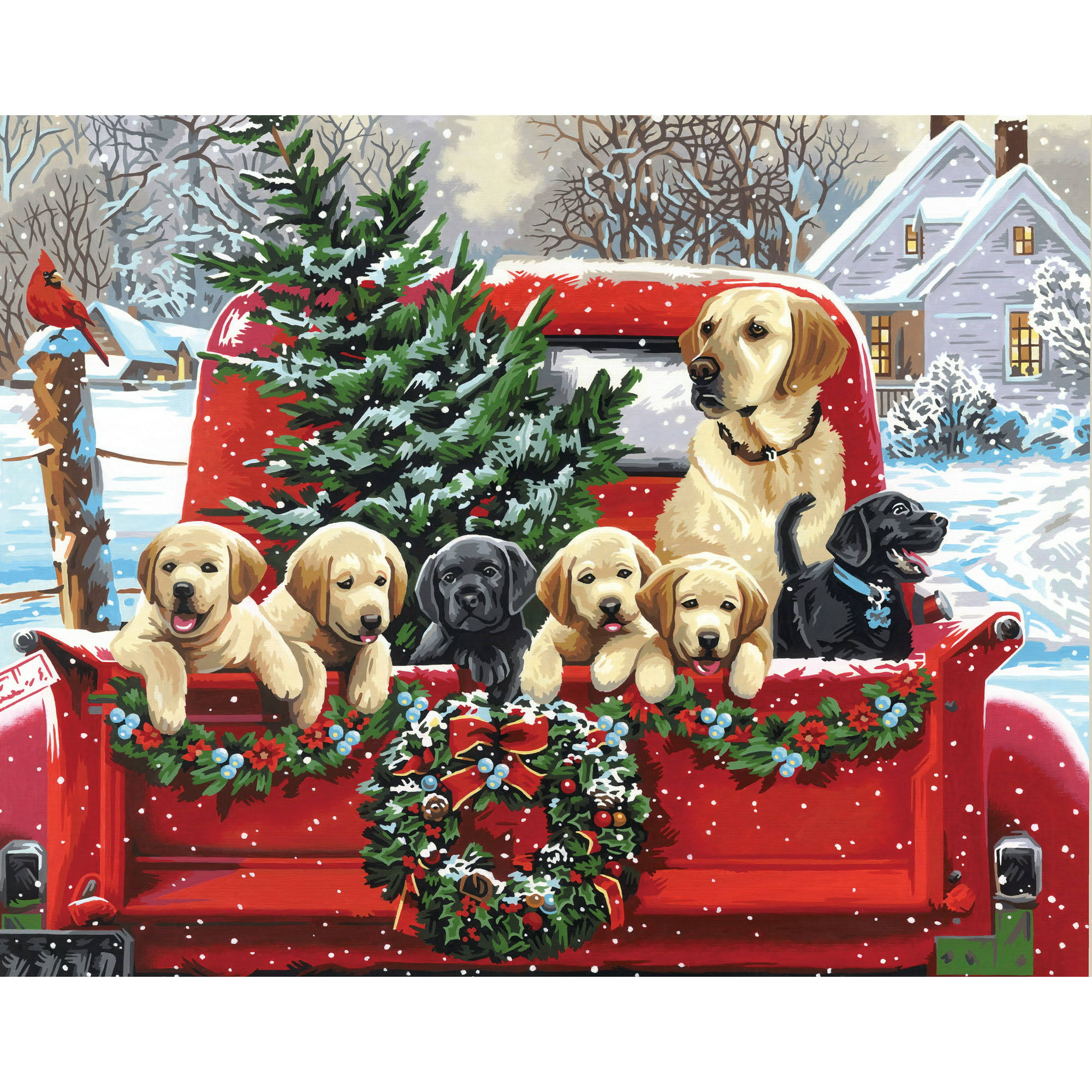 Paint Works Paint by Number Kit 20"x16" Holiday Puppy Truck