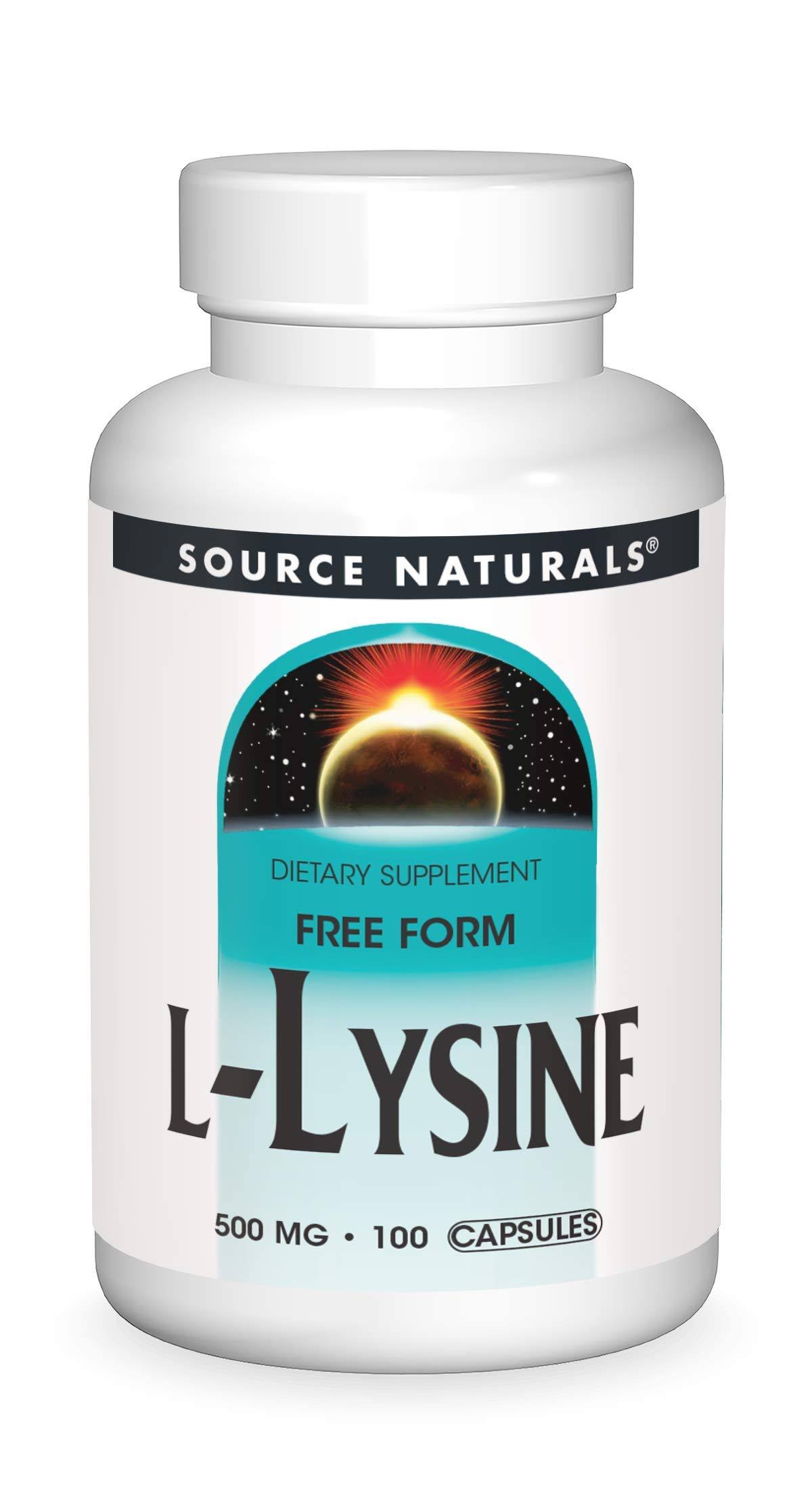 Source Naturals Free Form L-Lysine -- 500 mg - 100 Capsules