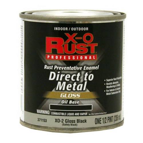 True Value XO Rust Interior Exterior Gloss Anti Rust Enamel - Black, 1/2 Pint