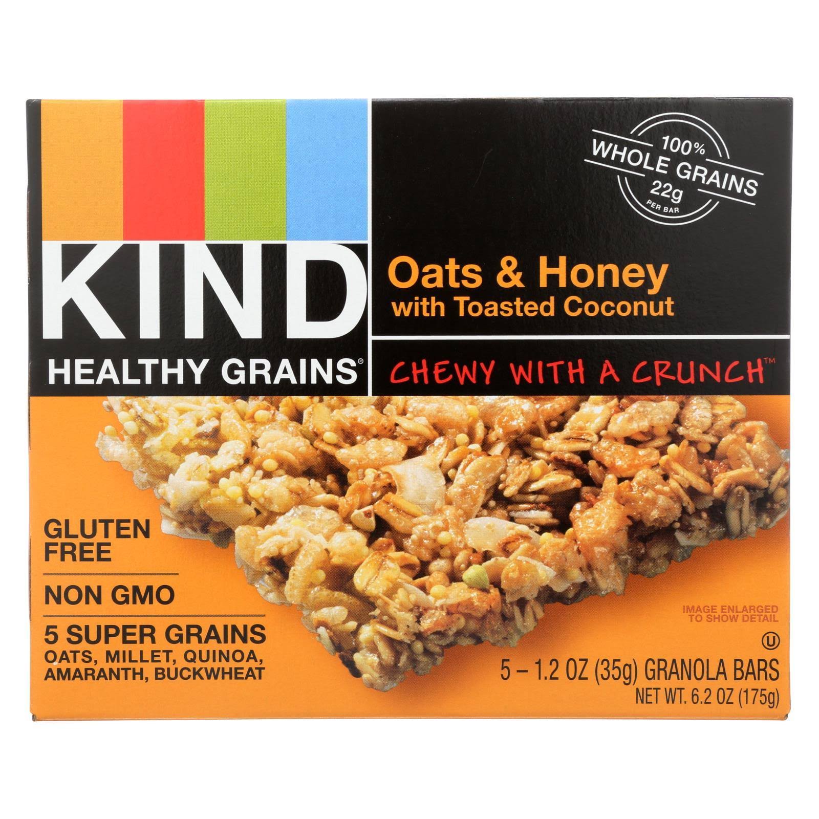 Kind Healthy Grains Bars Healthy Grains Bars - Oats & Honey With Toasted Coconut, 5 Granola Bars, 175g