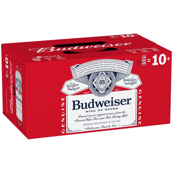 Budweiser Beer - 16oz, 8ct