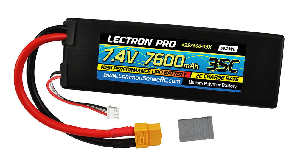 Common Sense R/C . CSR Lectron Pro 7.4V 7600mAh 35C Lipo Battery with XT60 Connector
