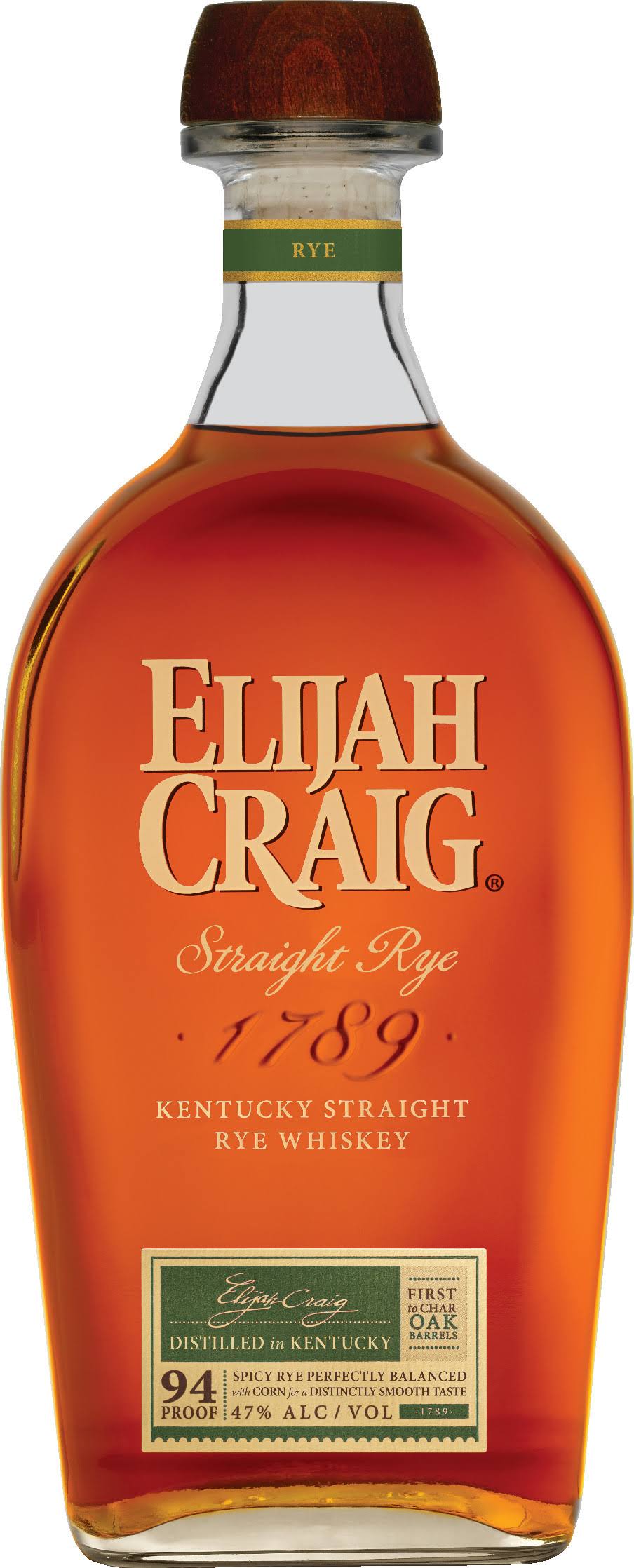 Elijah Craig Straight Rye Whiskey 47% Size 75cl