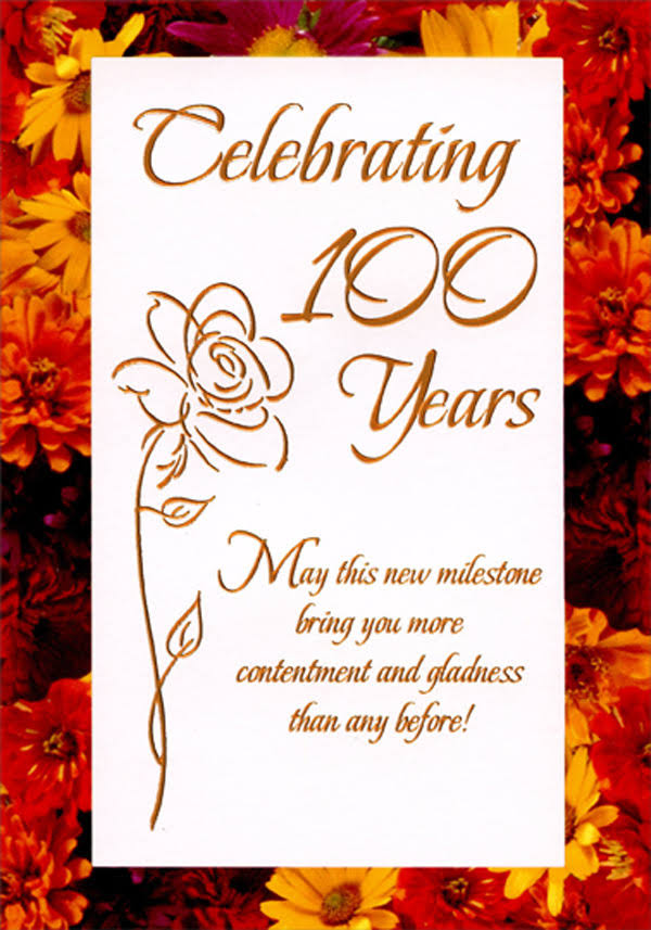 Designer Greetings Celebrating 100 Years Thin Foil Flower Age 100 / 100th Birthday Card