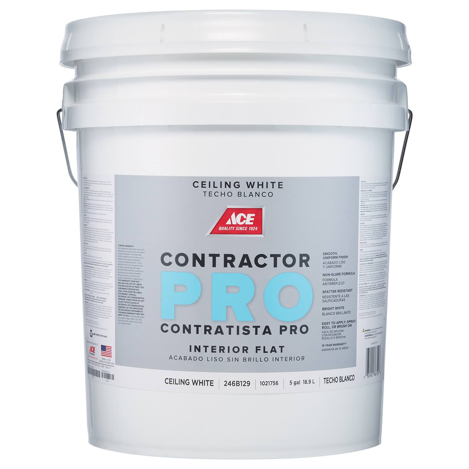 Ace Contractor Pro Flat Ceiling White Paint Interior 5 Gal