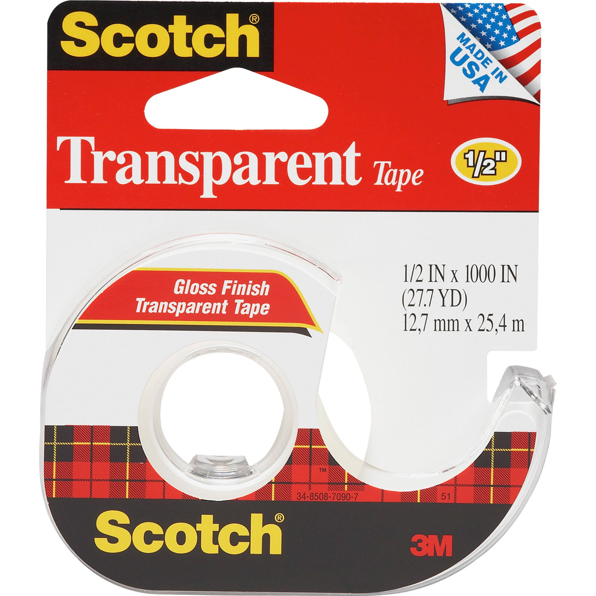 Scotch Transparent Tape with Dispenser - 1/2" x 1000"