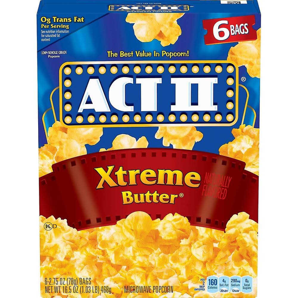 Act II Microwave Popcorn - Extreme Butter, 16.5oz