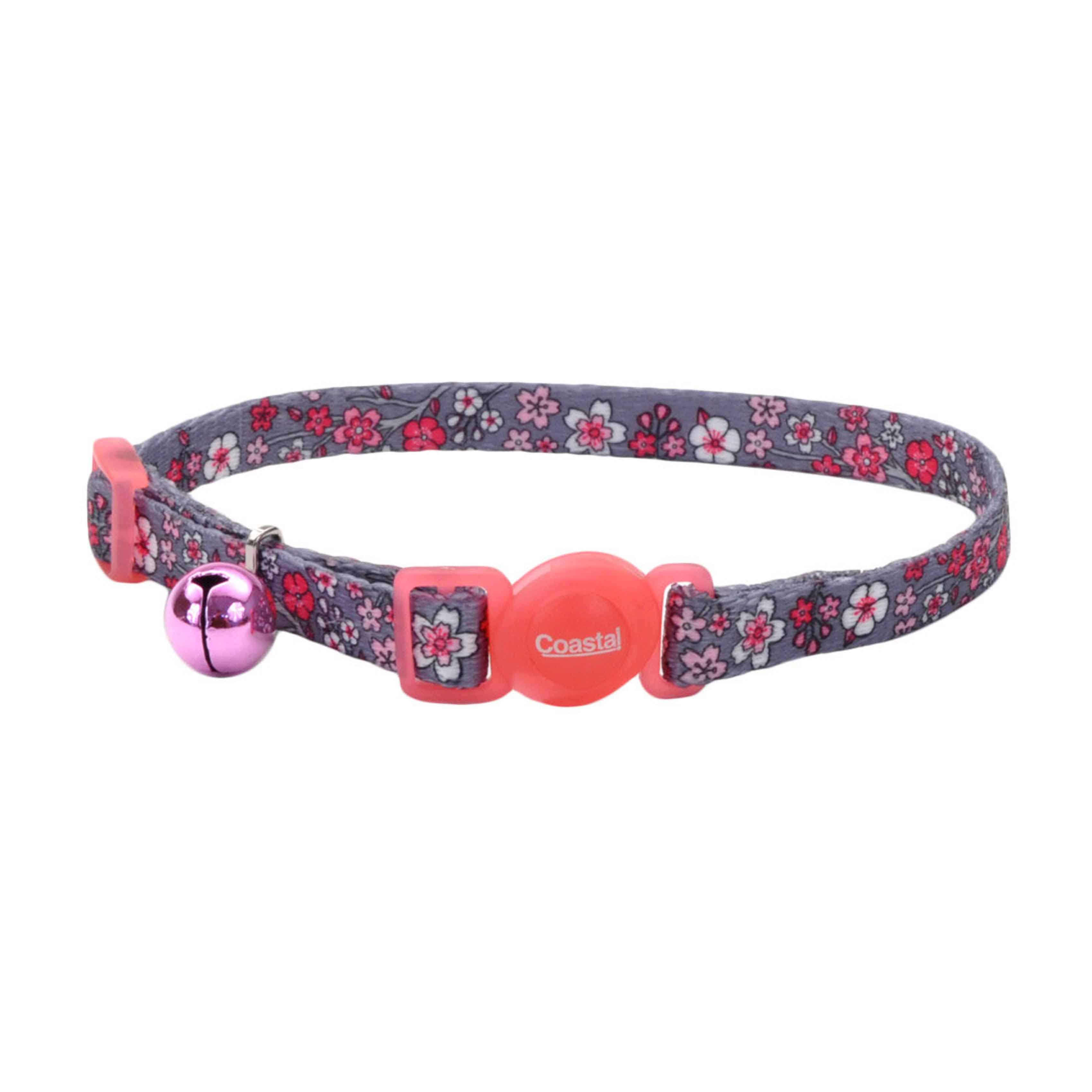 Safe Cat Fashion Adjustable Breakaway Cat Collar, Pink Cherry Blossoms