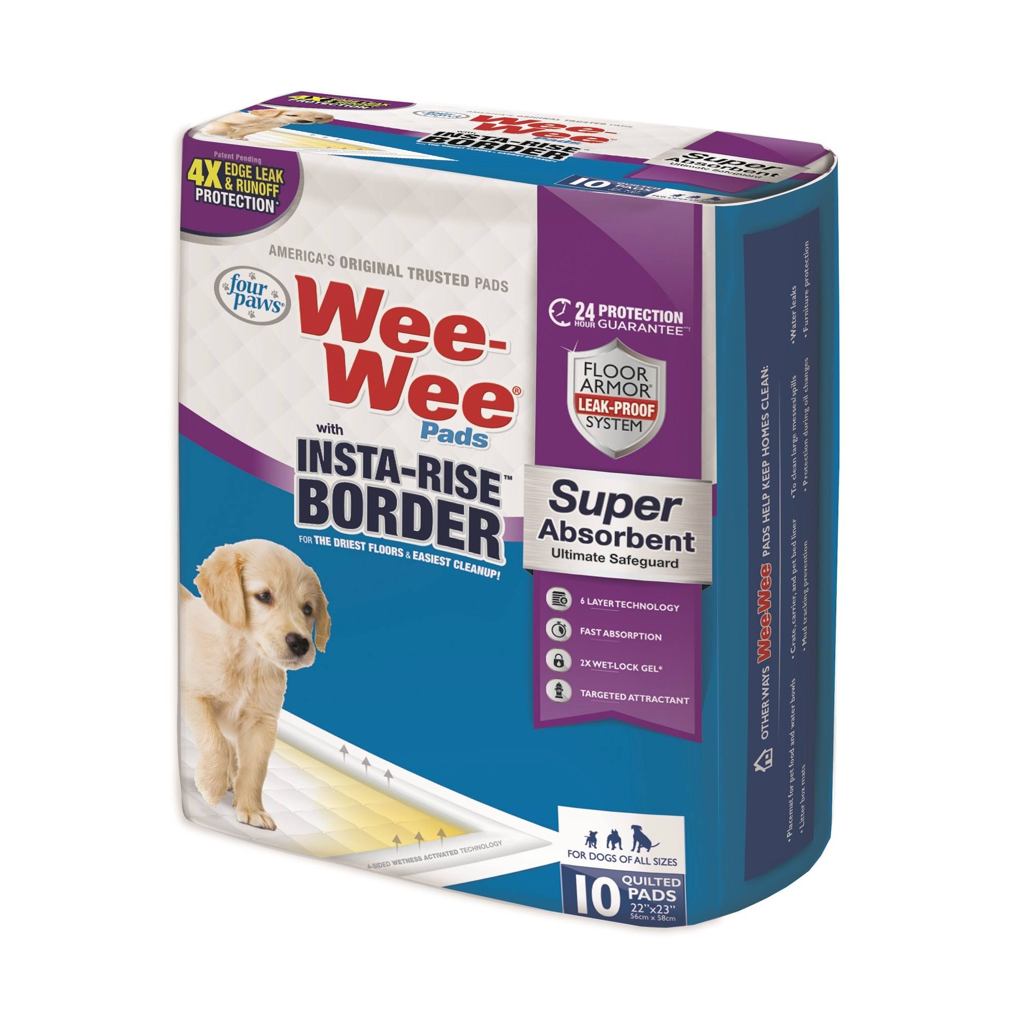 Four Paws Wee-wee Insta-rise Border Pad - 10ct, 22" x 23"