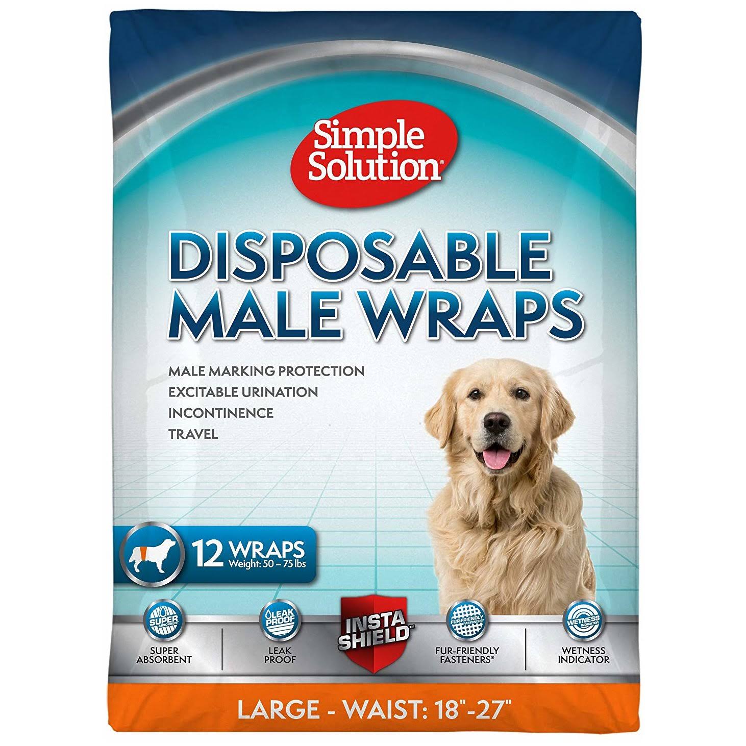 Simple Solution Disposable Male Dog Wraps - Large, 12pcs