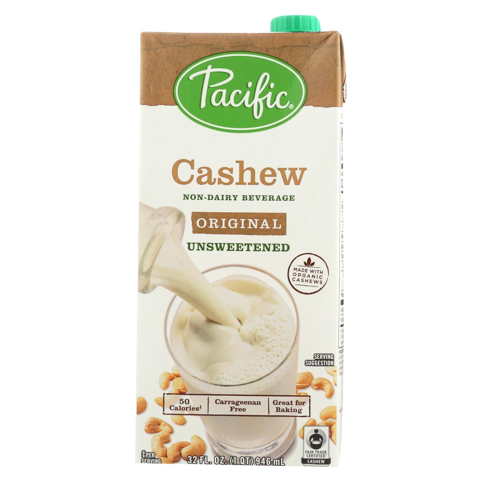 Pacific Foods Unsweetened Cashew Non-Dairy Beverage, Original - 32 fl oz carton