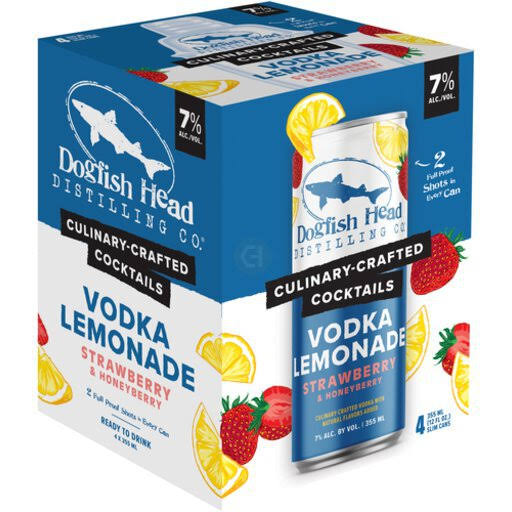Dogfish Head Beer, Strawberry and Honeyberry, Vodka Lemonade, 4 Pack - 4 pack, 355 ml