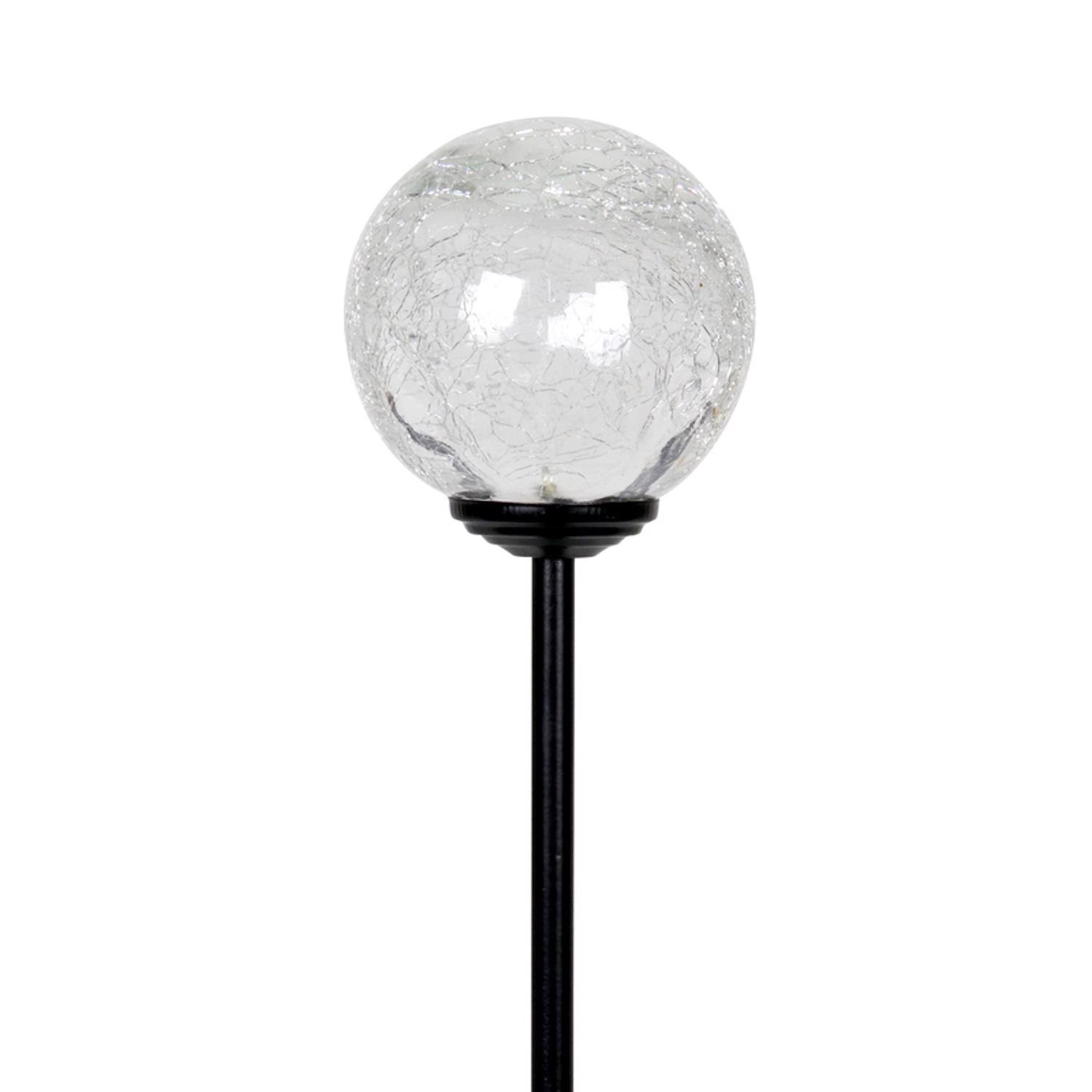 Exhart Silver Glass/Metal 27 in. H Ball Solar Garden Stake