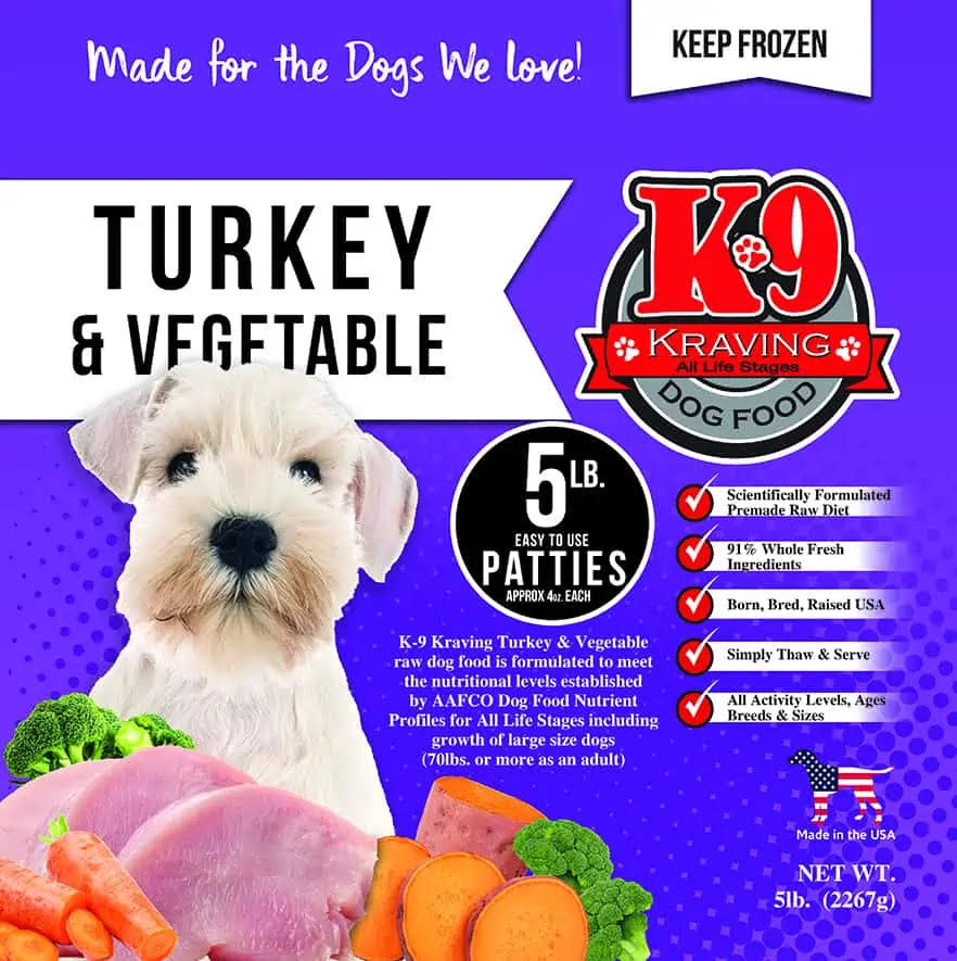 K9 Kravings Frozen Raw Turkey & Vegetable - 5-lbs