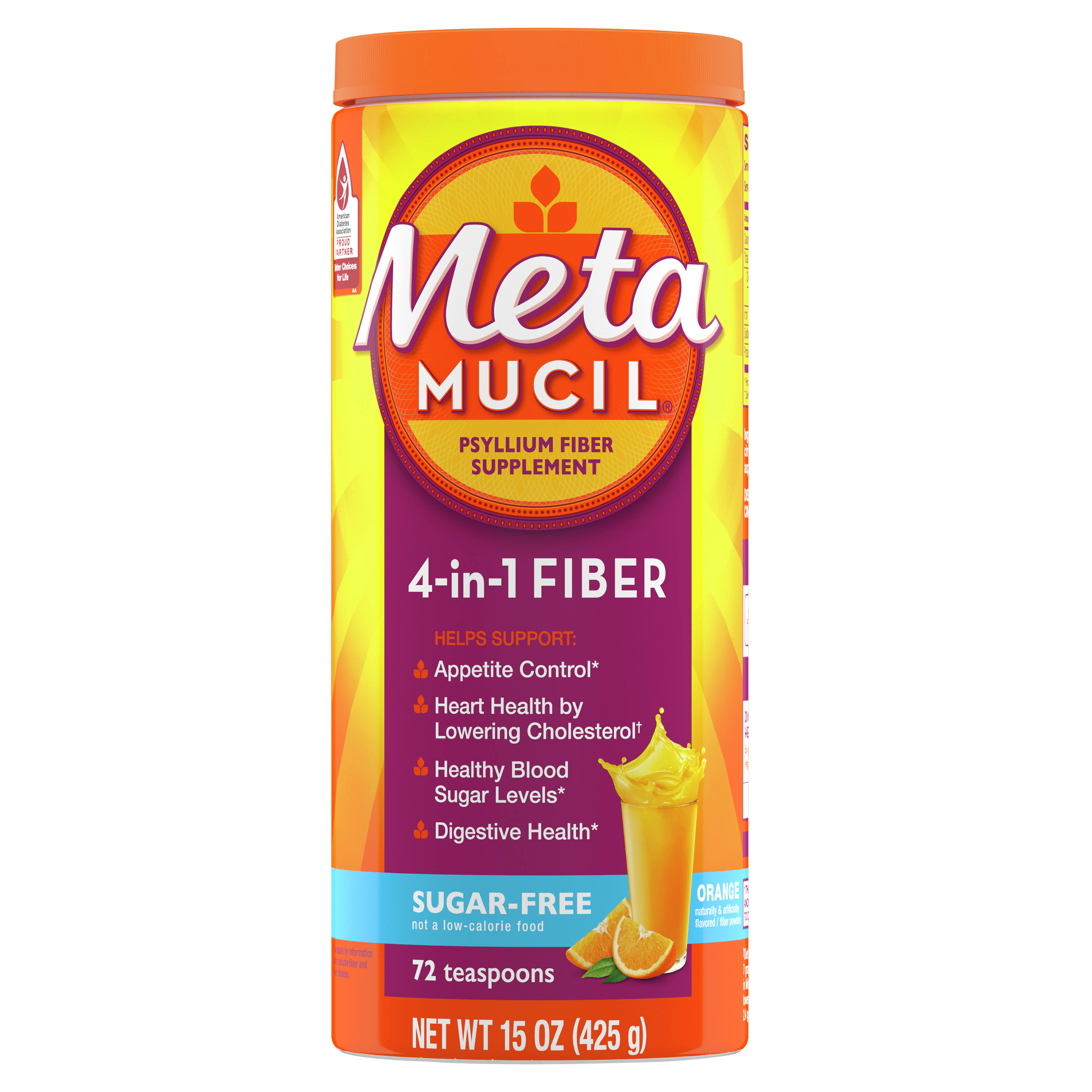 Metamucil Daily Fiber Supplement - Orange Smooth, 15oz