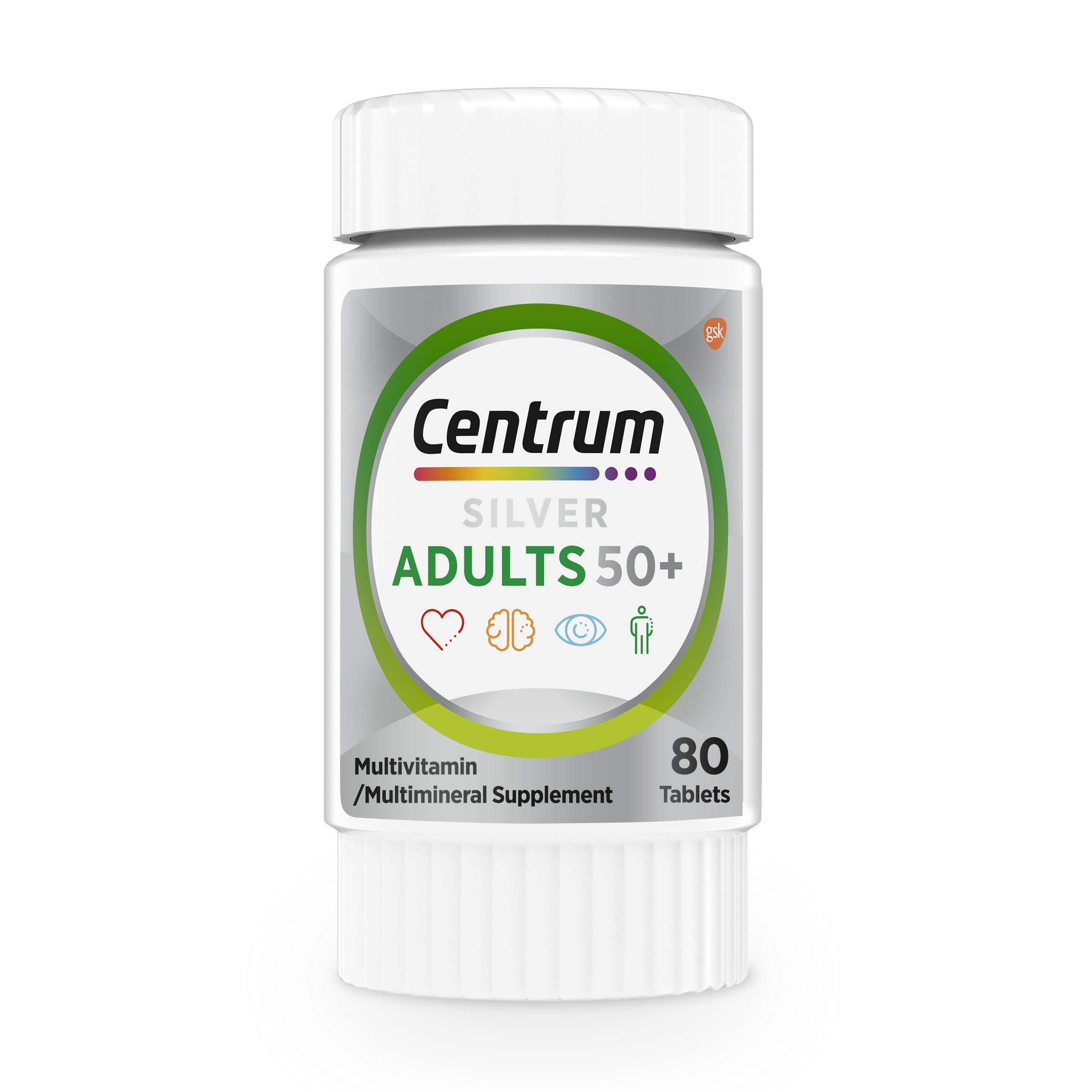 Centrum Silver Multivitamin/Multimineral, Adults 50+, Tablets - 80 tablets