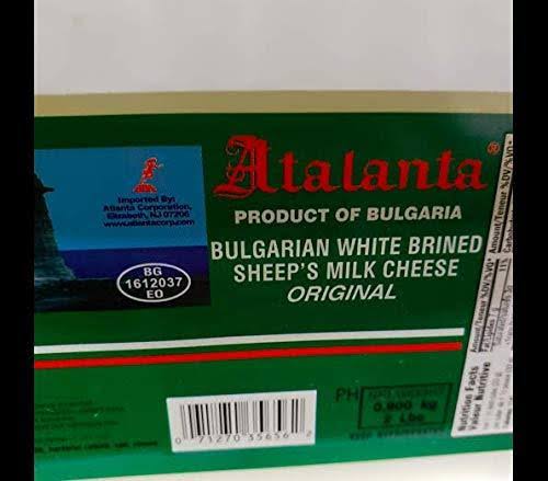 Atalanta Bulgarian White Brined Sheep's Milk Feta Cheese Original 2lb