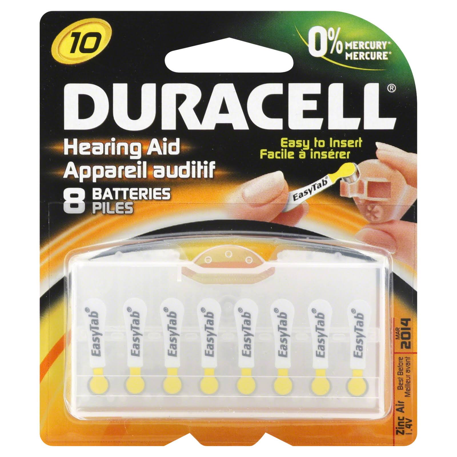 Duracell Easy Tab Hearing Aid Zinc Air Battery - 8 Pack