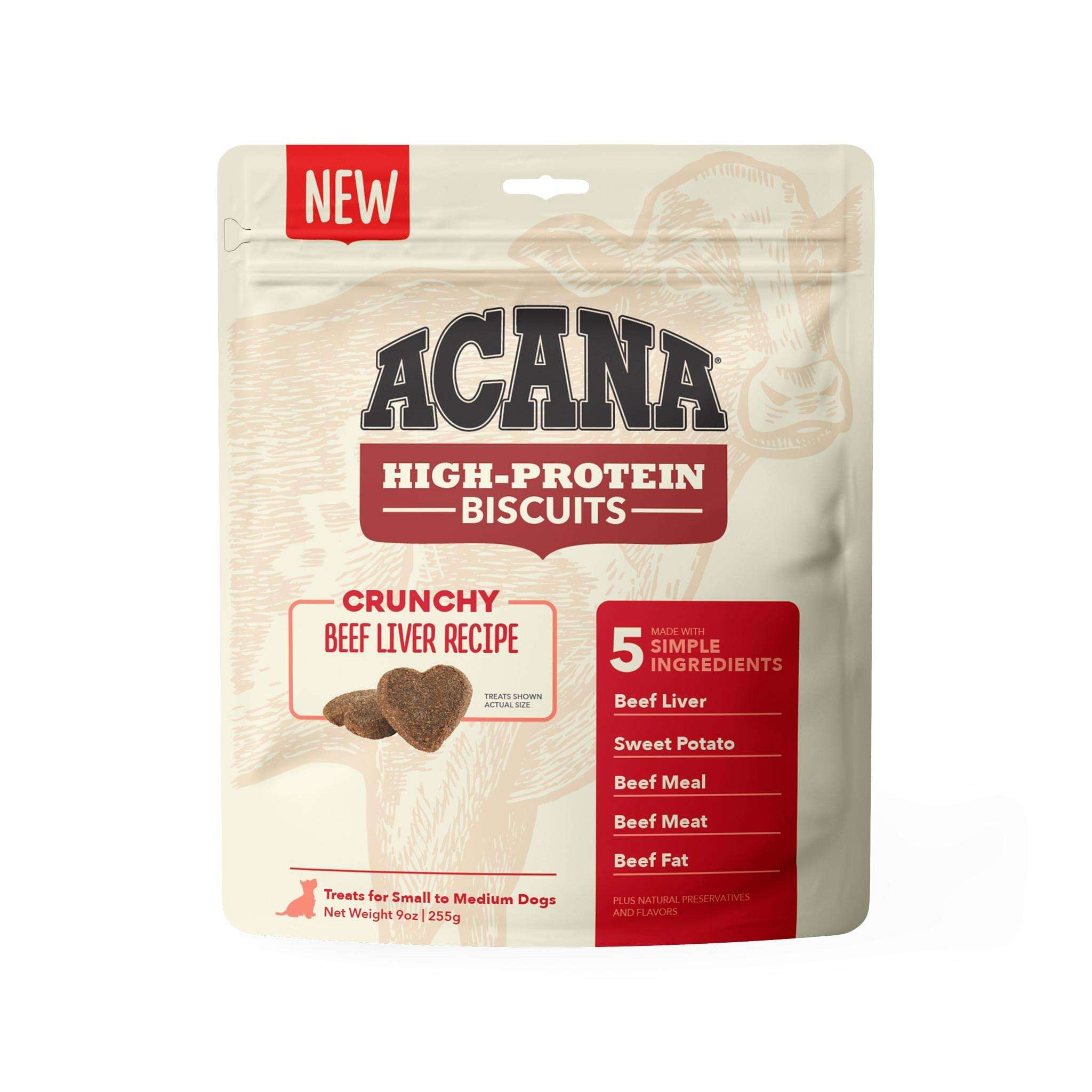 Acana High-Protein Crunchy Beef Liver Recipe Small Dog Biscuits 9 oz