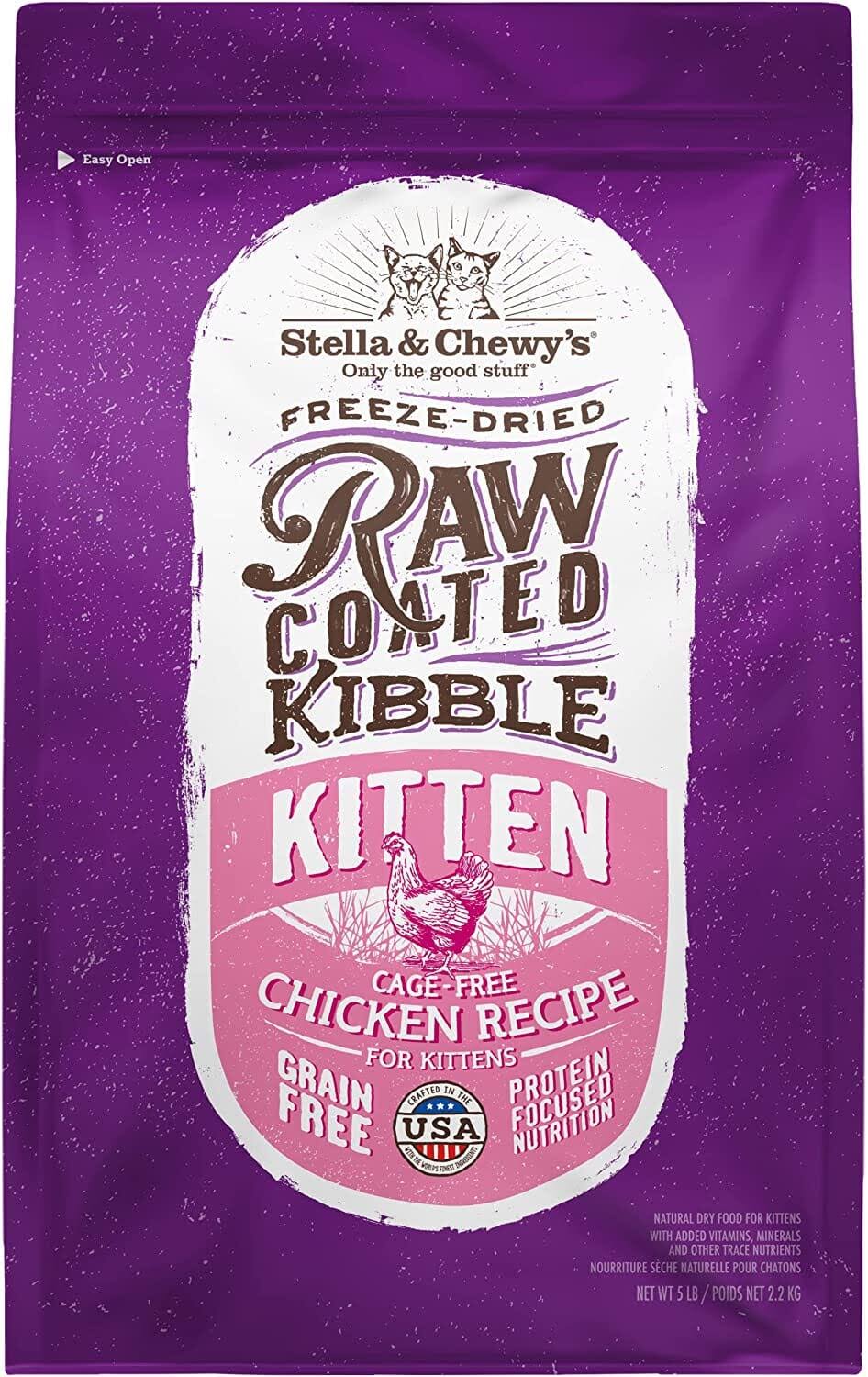 Stella & Chewy's Cat Raw Coated Cage-Free Chicken Kitten Kibble - 5 lb