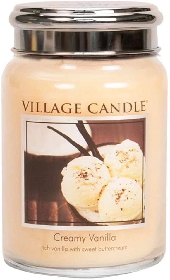 Village Candle Creamy Vanilla 26 oz Large Glass Jar Scented Candle