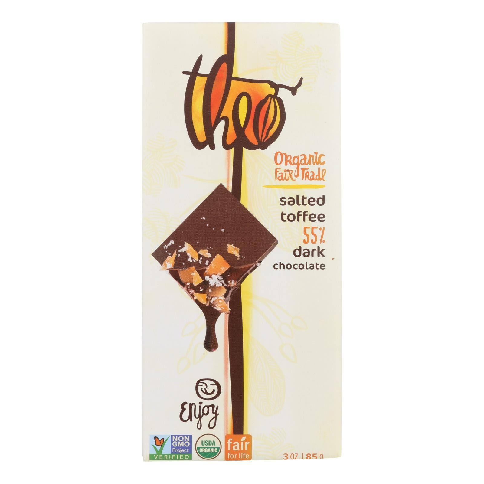 Theo Chocolate Organic Dark Chocolate Bar - Salted Toffee, 85g