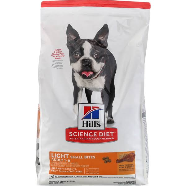 Science Diet Science Diet Dog Food, Premium, with Chicken Meal & Barley, Light, Small Bites, Adult 1-6 - 15 lb