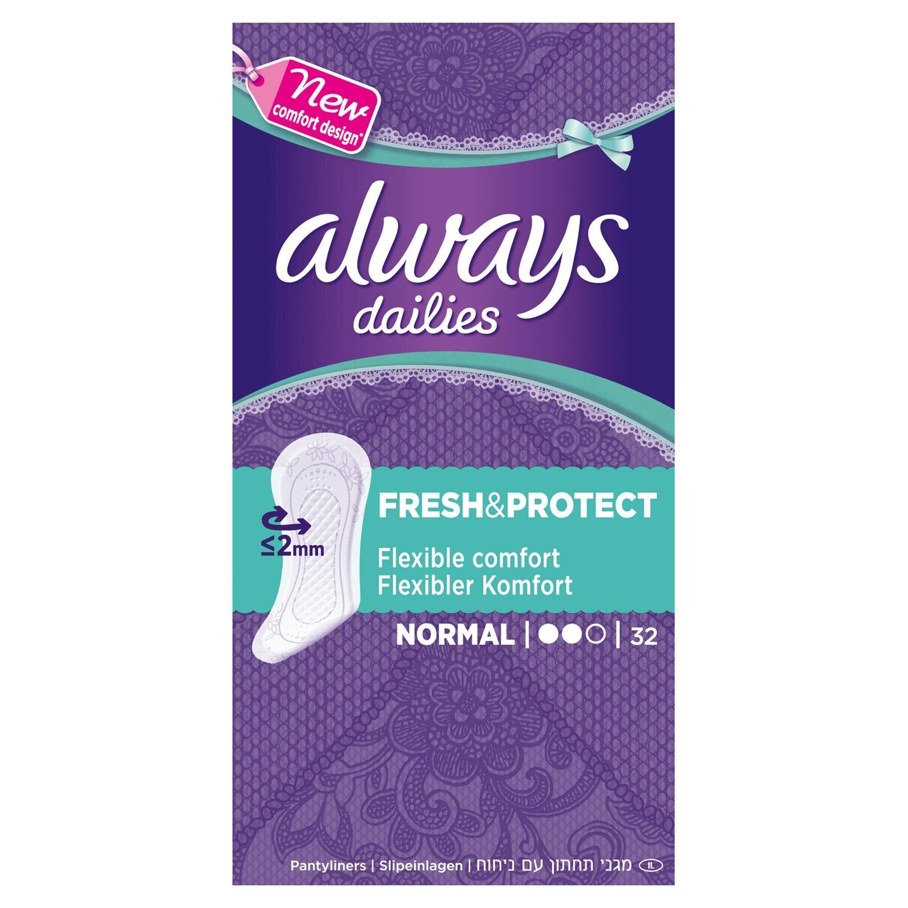 Always Dailies Fresh & Protect Panty Liners - Normal, 32 Pack