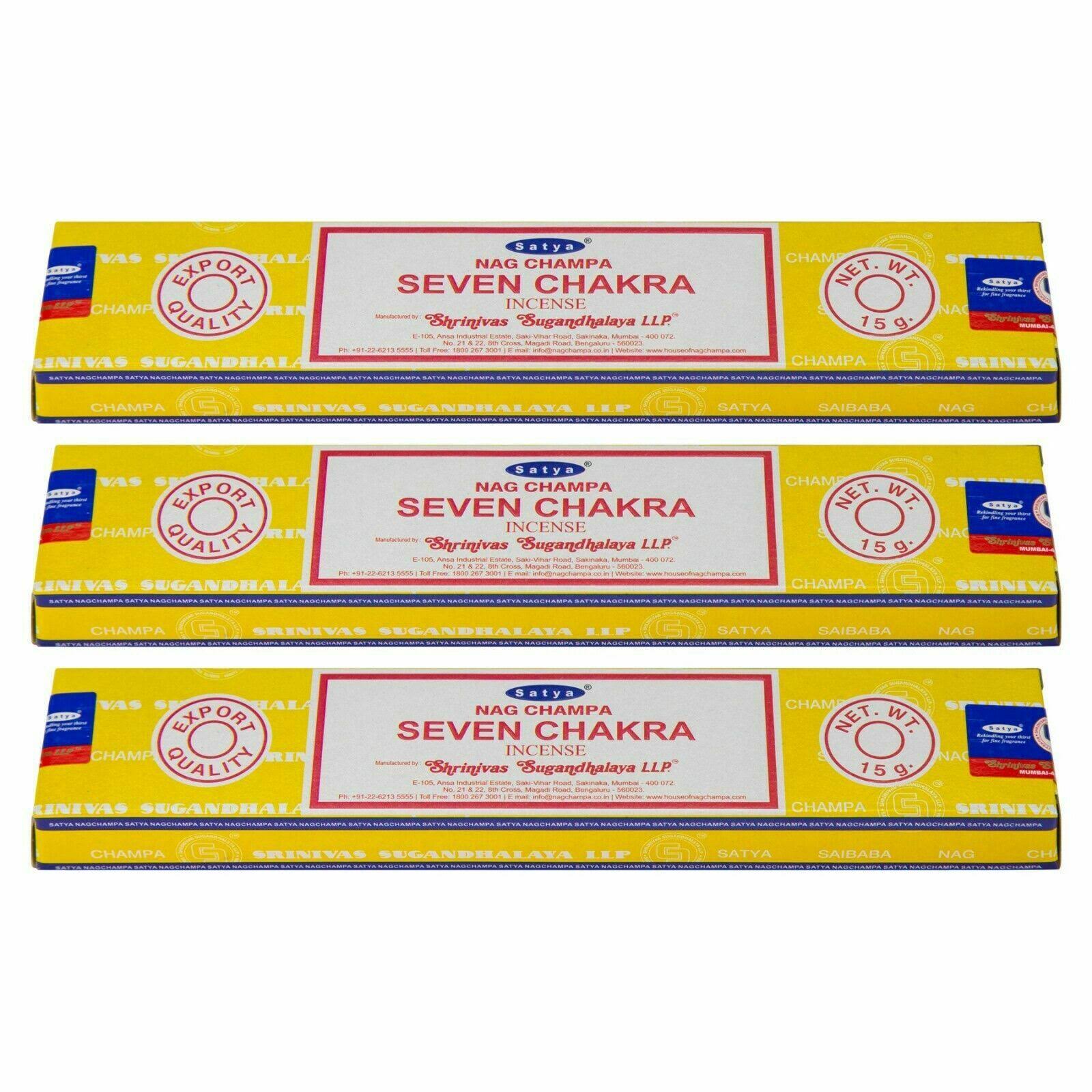 Satya Nag Champa Seven Chakra Incense Sticks - 15g, 12pk