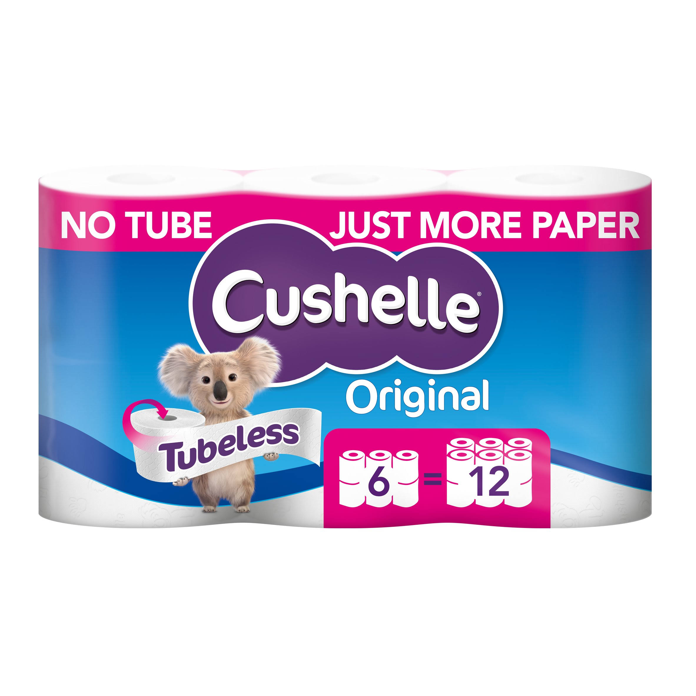 Cushelle Original Tubeless Toilet Tissue 6 = 12 Rolls