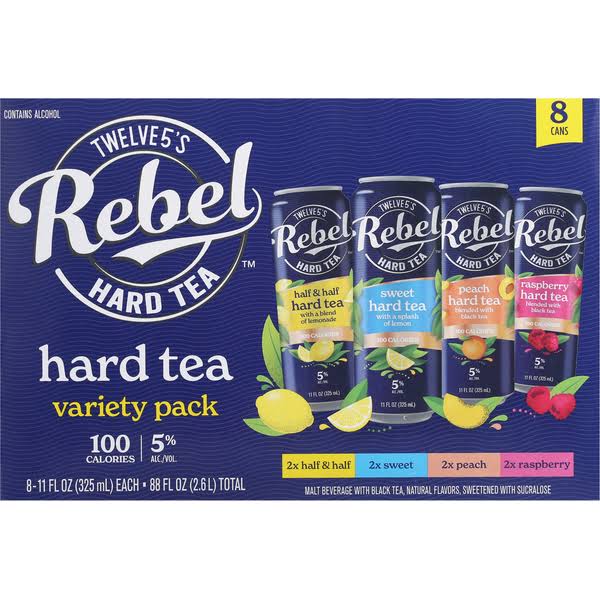 Rebel Hard Tea, Variety Pack, 8 Pack - 8 pack, 11 fl oz each