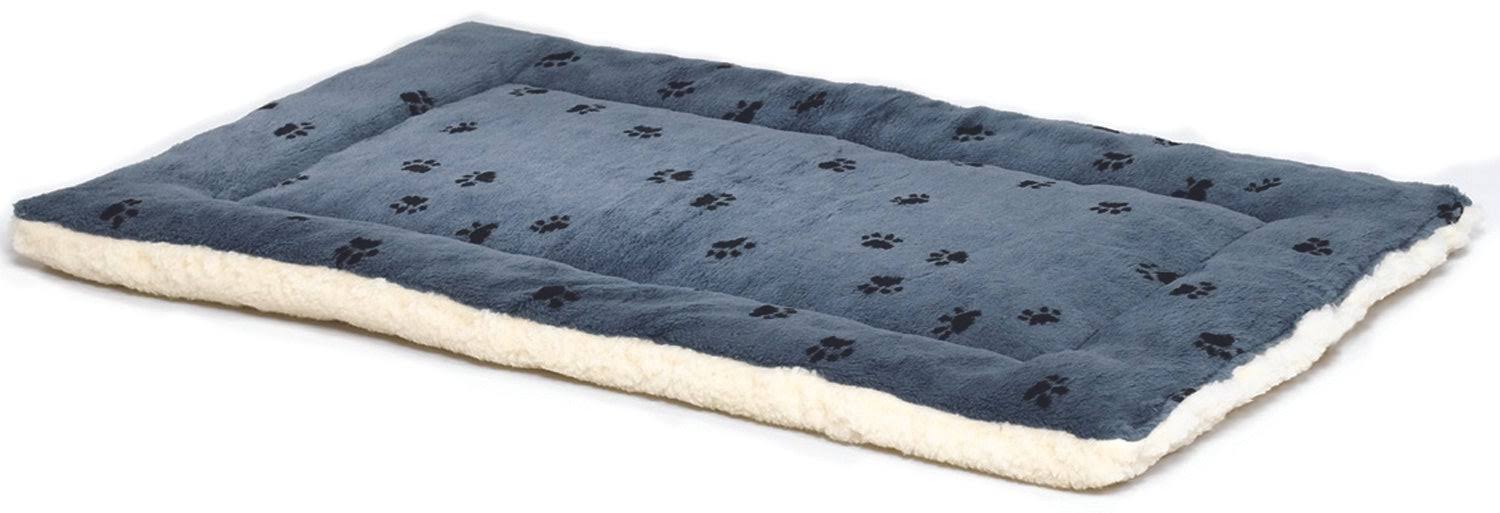 Midwest Paw Print Reversible Fleece Stuffed Dog Bed - Blue, 41" x 27"