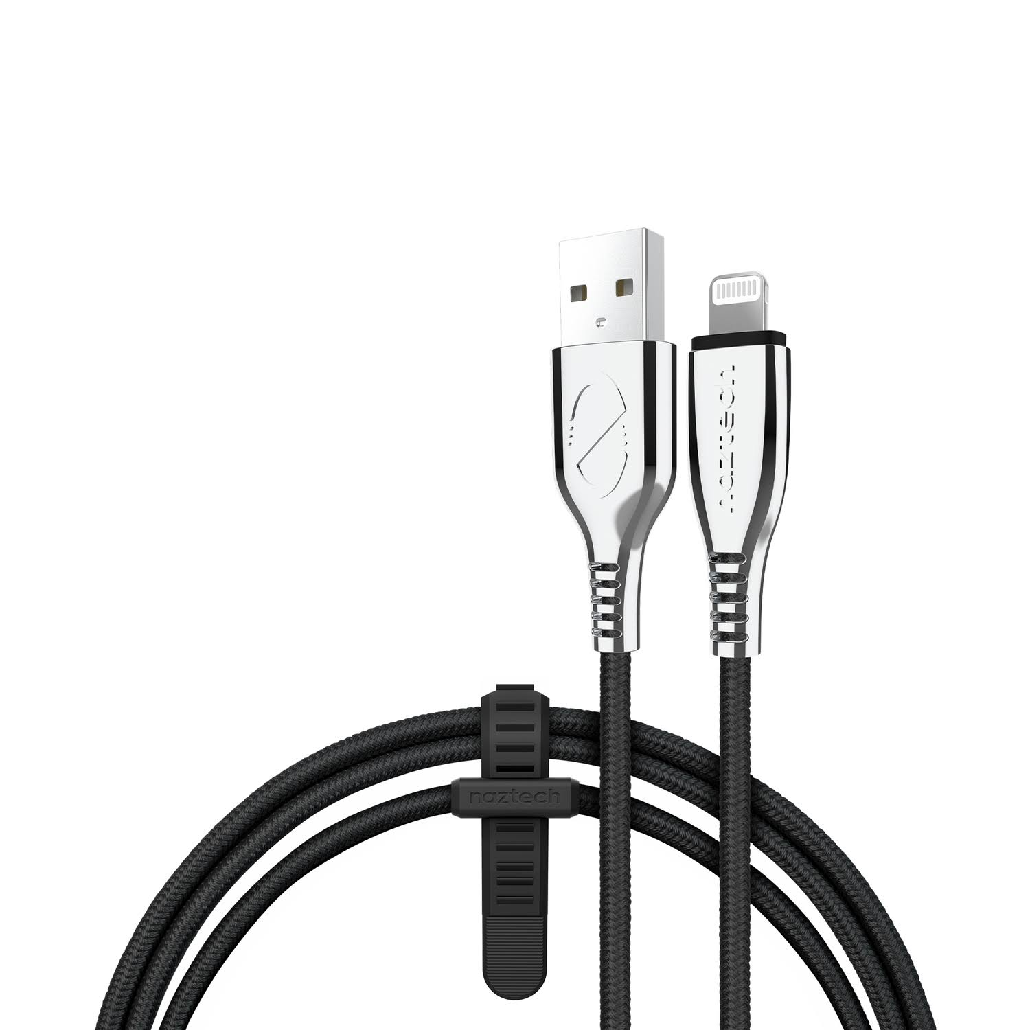 Naztech 6' Titanium USB to MFi Lightning Braided Cable, Black