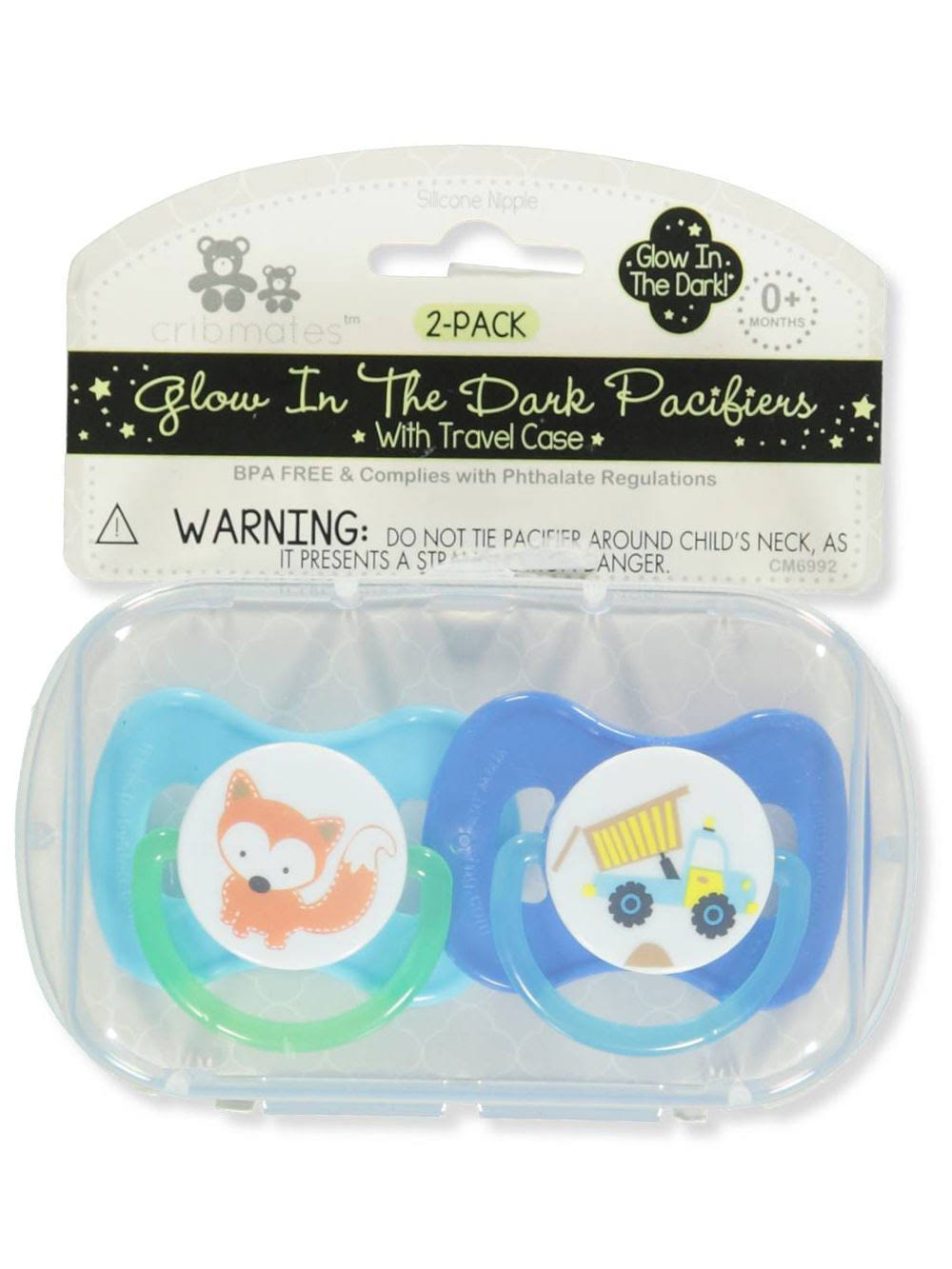 Cribmates 2-Pack Glow-in-the-Dark Pacifiers - Blue, One Size