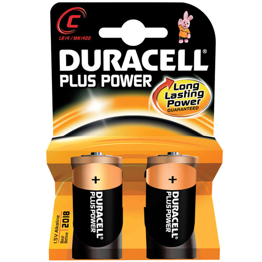 Duracell Plus Power Alkaline C Batteries - 2 Pack