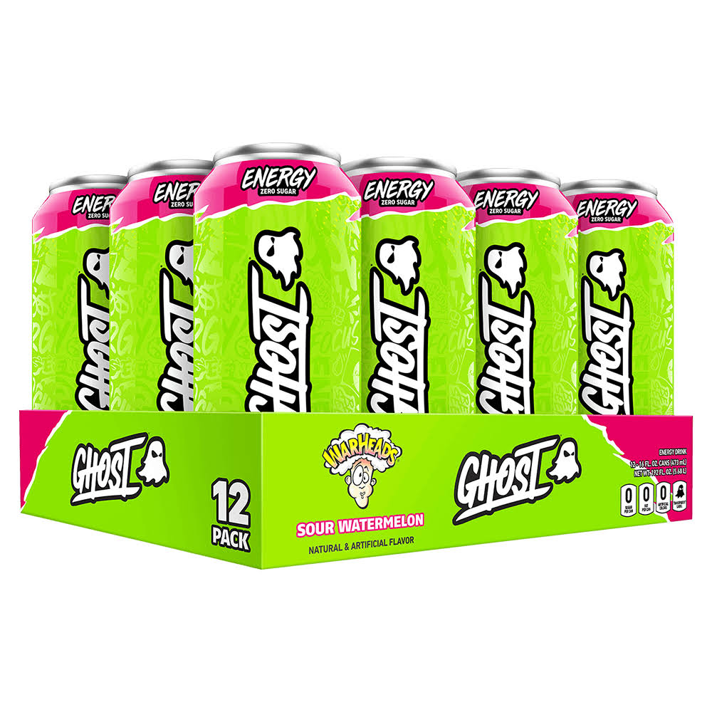 Ghost Energy Drink | Zero Sugar | Available in Canada Case of 12 / WarHeads Sour Watermelon