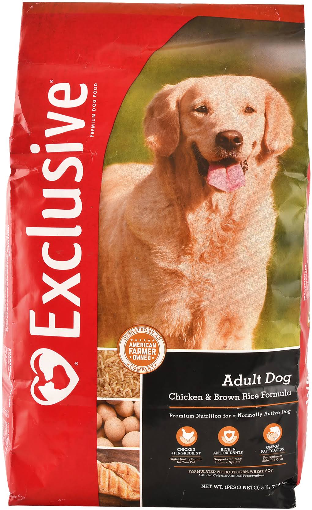 Exclusive Adult Dog Food Chicken & Brown Rice Recipe, 5 lb Bag