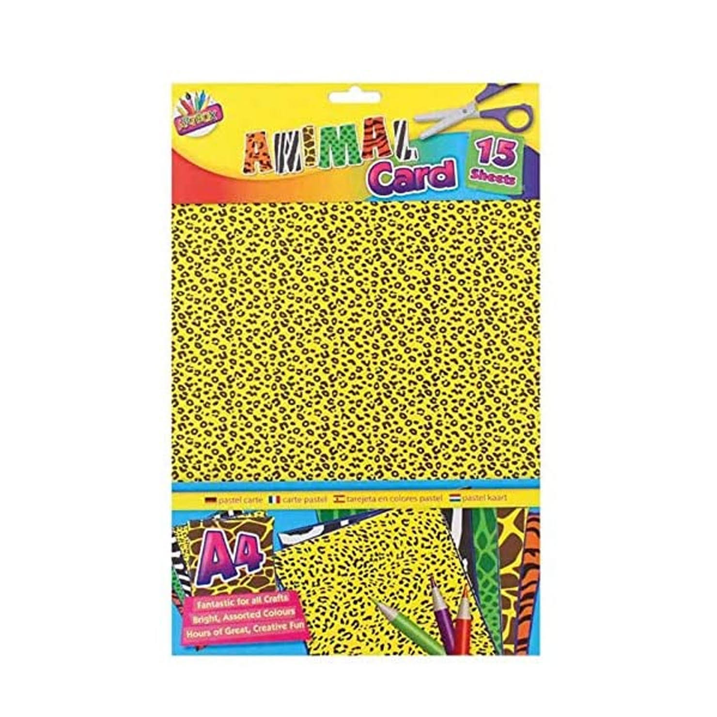 Pack of 15 A4 Assorted Animal Print Card Sheets