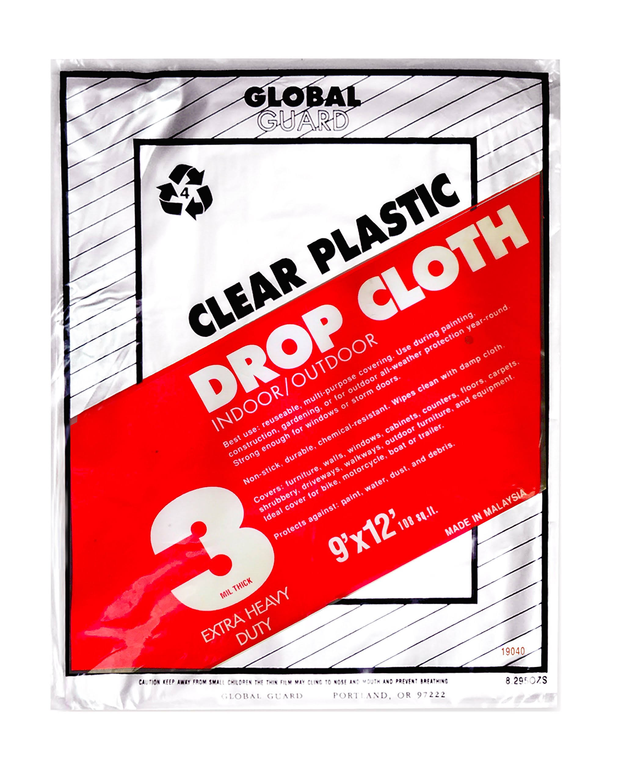 Premier Plastic Drop Cloth - 9' x 12', 3 mil