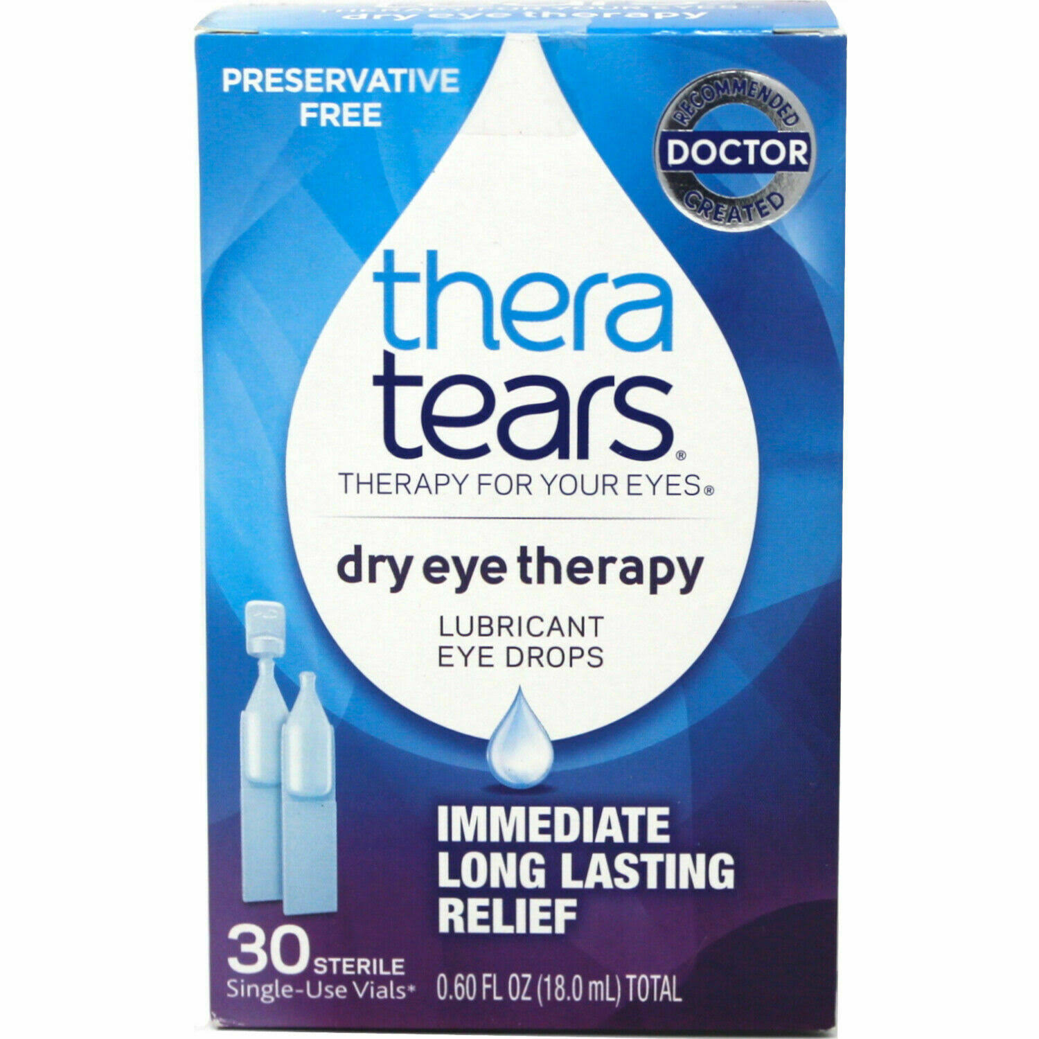 TheraTears, Dry Eye Therapy, Lubricant Eye Drops, 30 Sterile Single-Use Vials