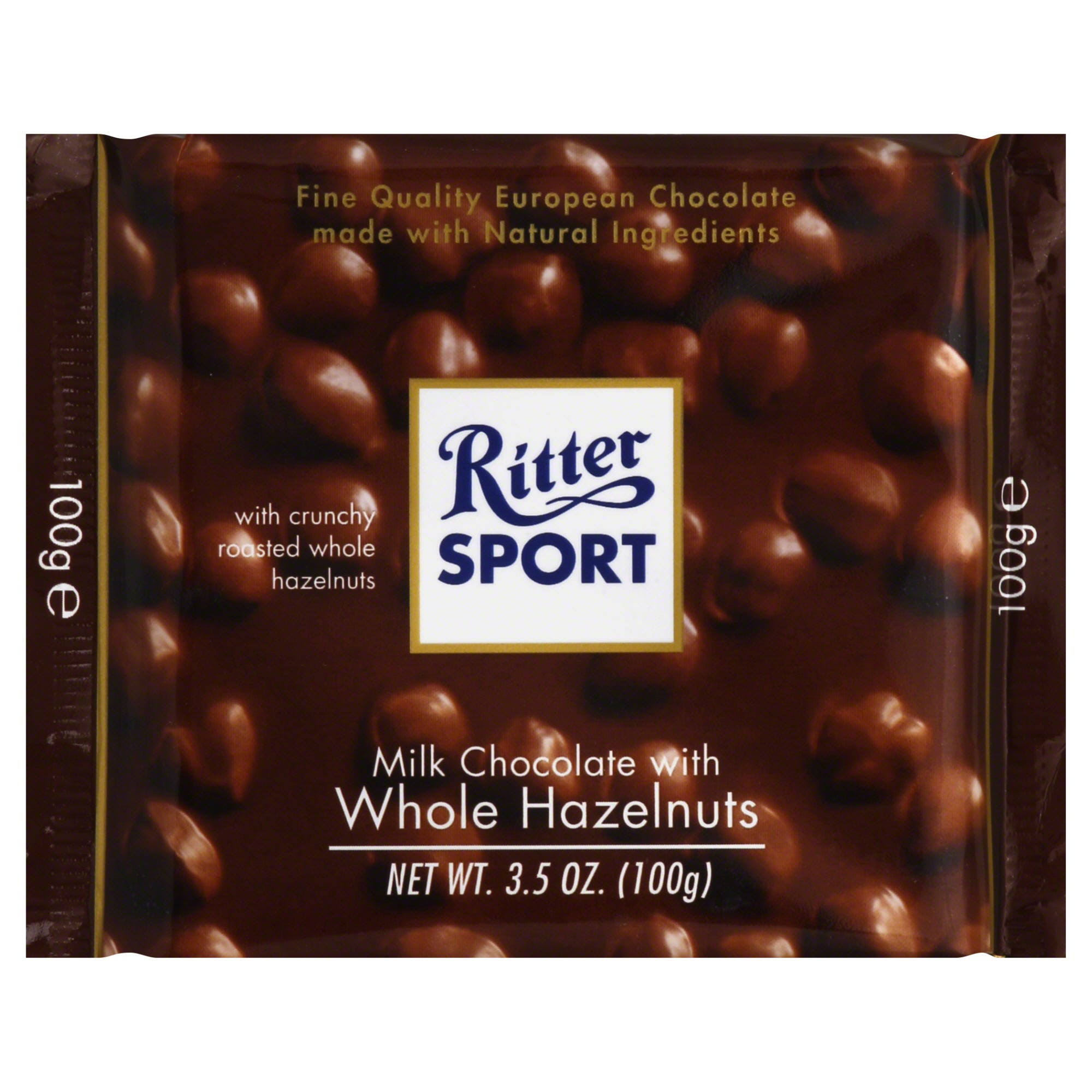 Ritter Sport Milk Chocolate Bar - Whole Hazelnuts, 100g