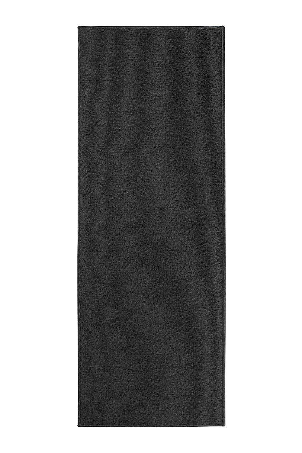 Ritz Accent Door Rug Runner with Non-slip Latex Backing, 50cm by 150cm Kitchen & Bathroom Runner Rug, Black | Decor | Delivery guaranteed