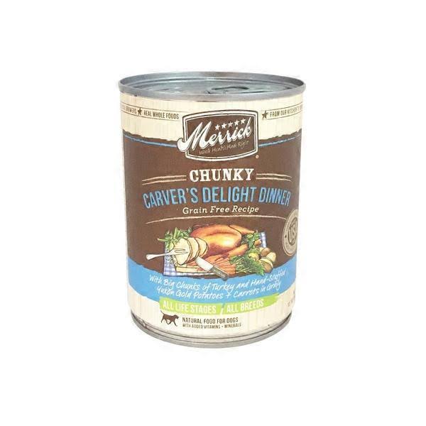 Merrick Chunky Grain-Free Carver's Delight Dinner Canned Dog Food 12.7 oz.