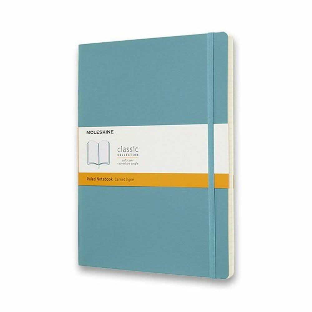 Moleskine Classic Soft Cover Ruled Notebook - Reef Blue, X-Large