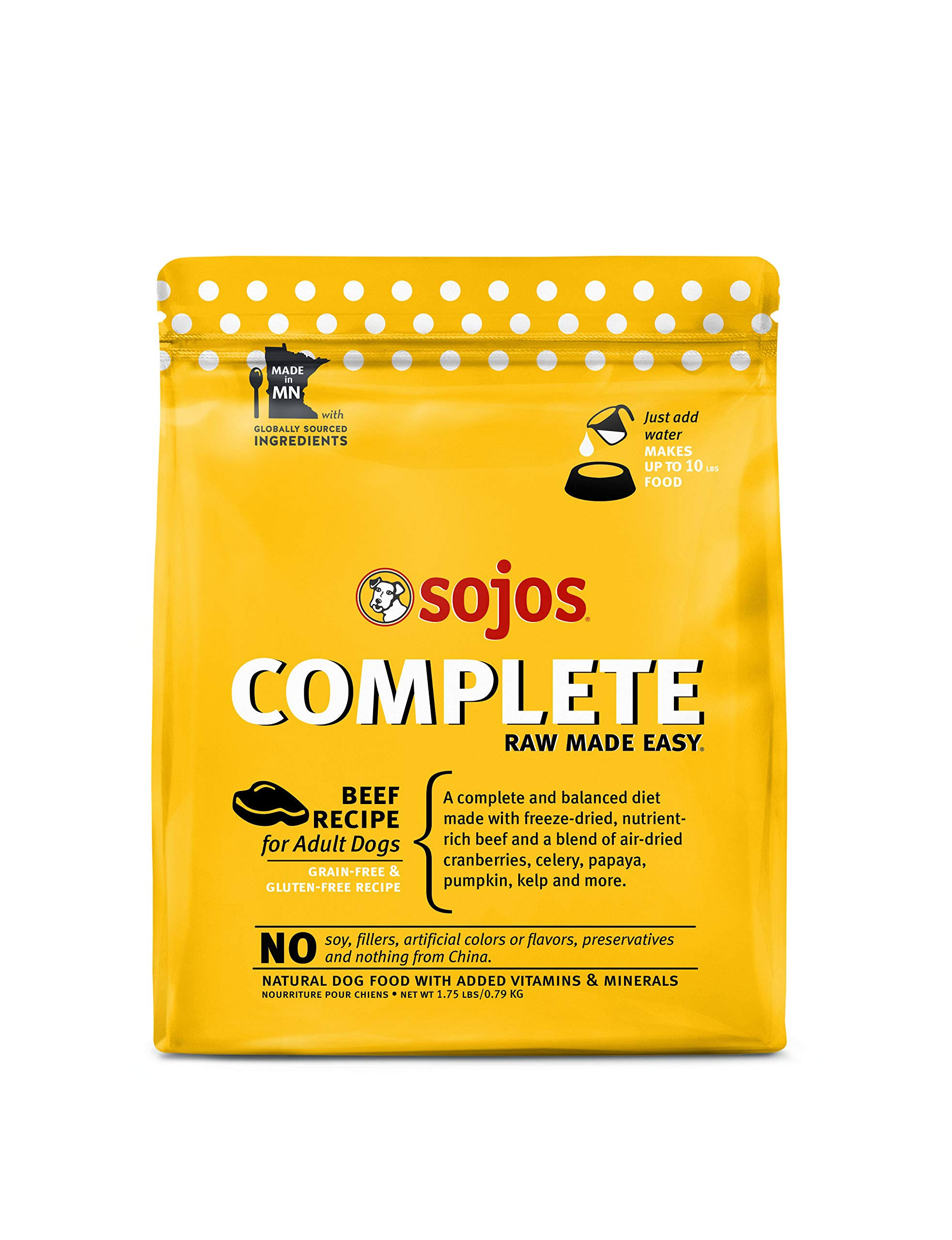Sojos Beef Recipe Complete Adult Dog Food, 1.75 lb
