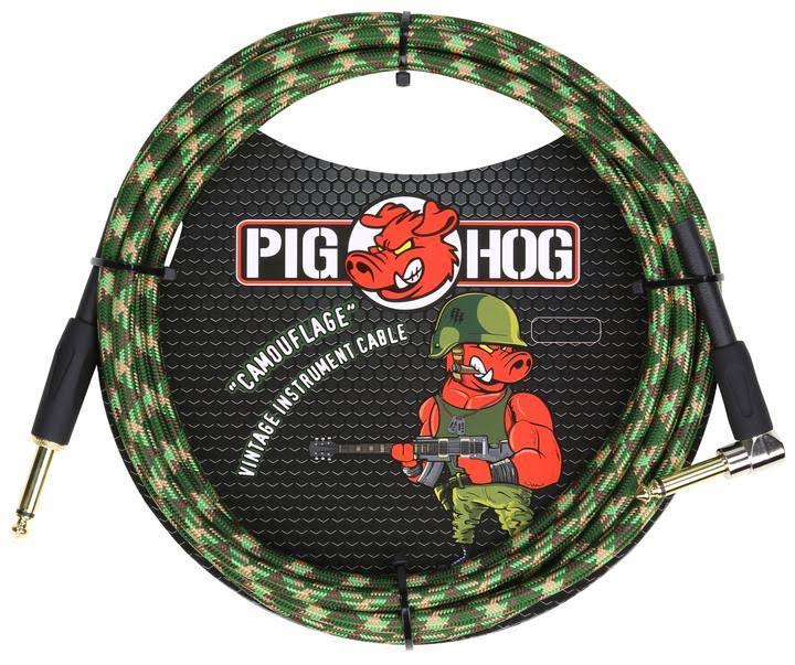 PIG HOG CAMOUFLAGE INSTRUMENT CABLE, 10FT RIGHT ANGLE