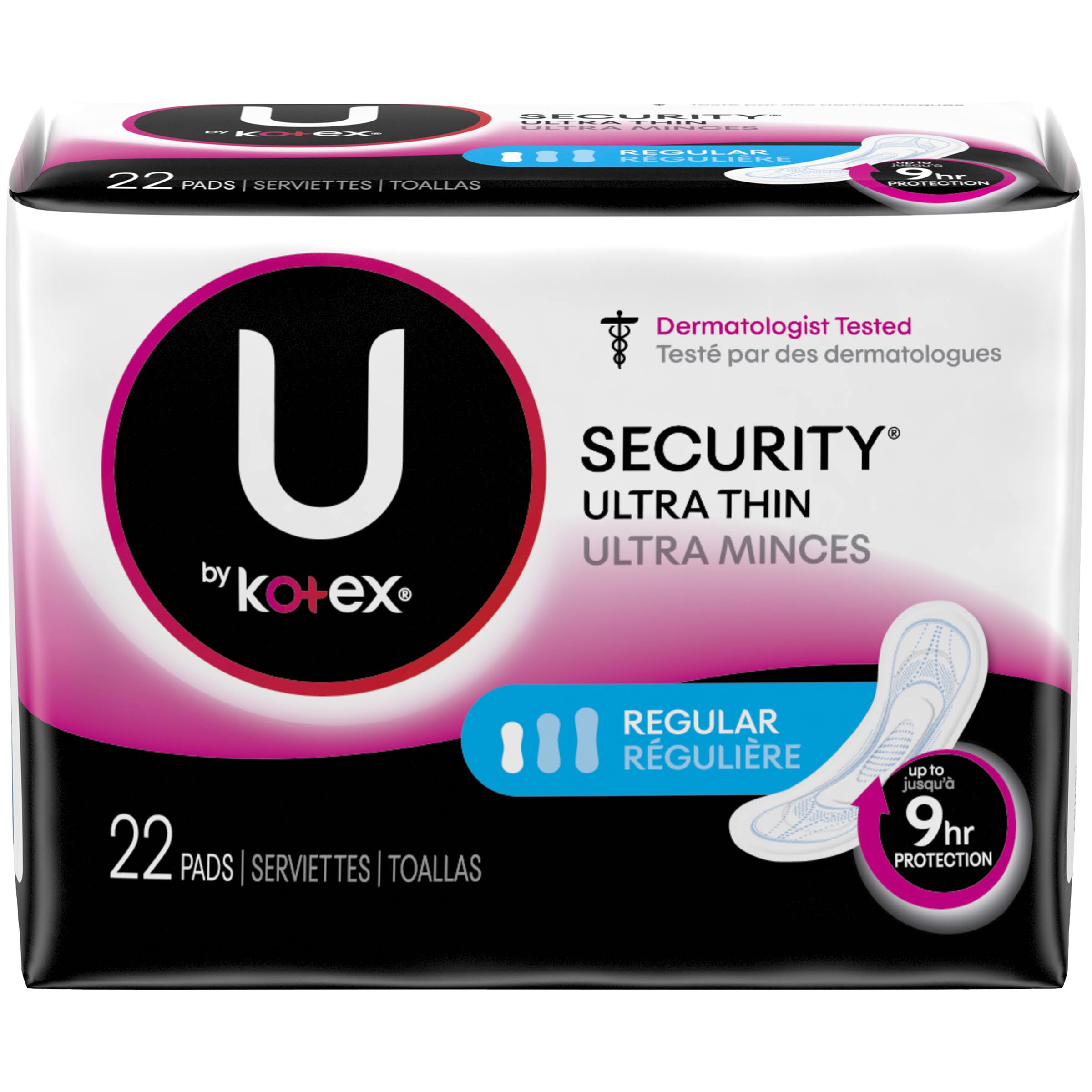 U by Kotex Security Ultra Thin Regular Pads - 22 Pack